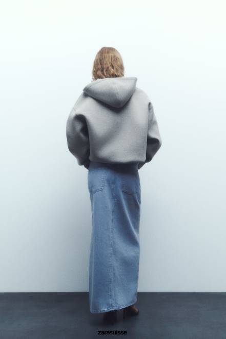 Zara vêtements P66V23 femmes veste effet néoprène gris