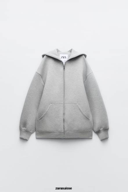 Zara vêtements P66V23 femmes veste effet néoprène gris