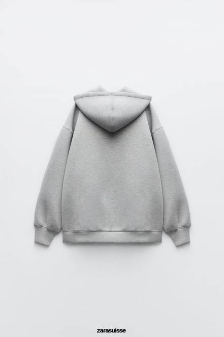 Zara vêtements P66V23 femmes veste effet néoprène gris