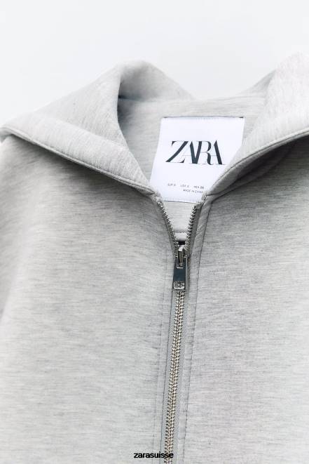 Zara vêtements P66V23 femmes veste effet néoprène gris