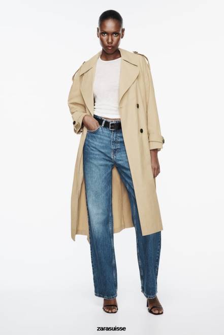 Zara vêtements P66V24 femmes trench-coat déperlant marron taupe