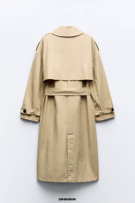 Zara vêtements P66V24 femmes trench-coat déperlant marron taupe