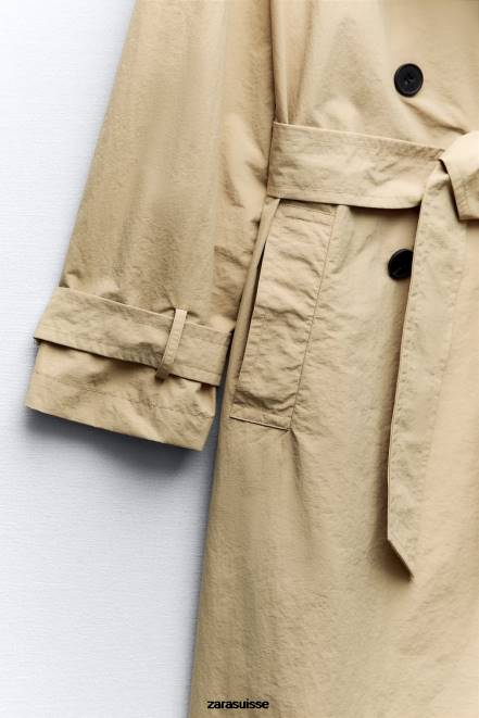 Zara vêtements P66V24 femmes trench-coat déperlant marron taupe