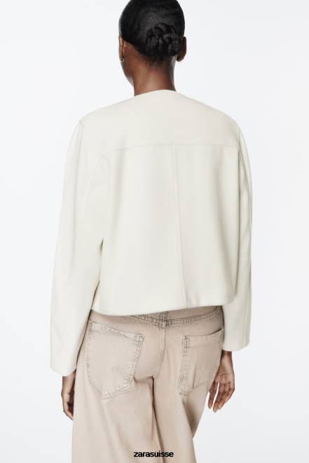 Zara vêtements P66V33 femmes veste douce écru