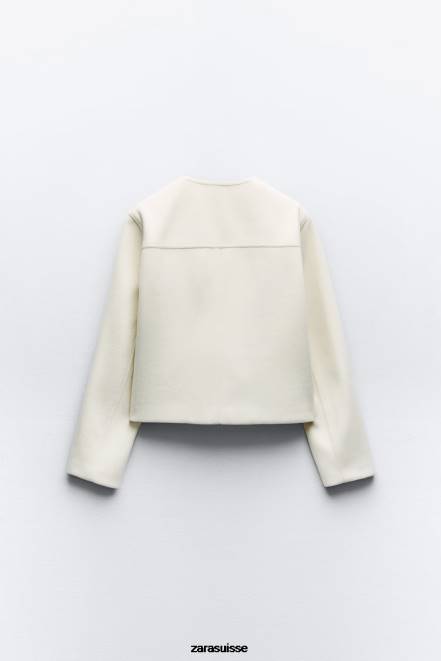 Zara vêtements P66V33 femmes veste douce écru
