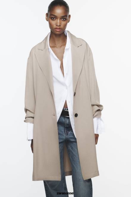 Zara vêtements P66V37 femmes trench fluide vison