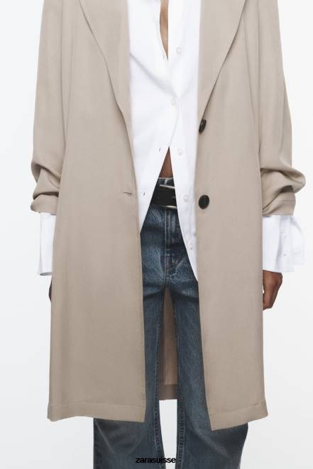 Zara vêtements P66V37 femmes trench fluide vison