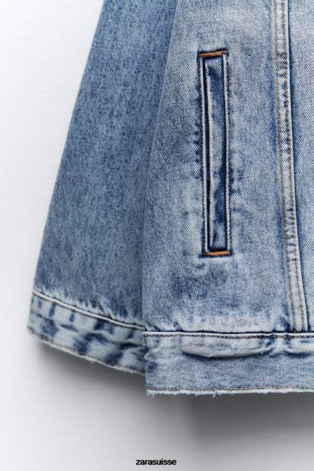 Zara vêtements P66V38 femmes veste en jean oversize zw bleu délavé