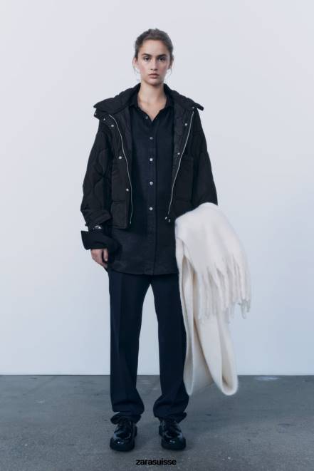 Zara vêtements P66V39 femmes doudoune déperlante noir