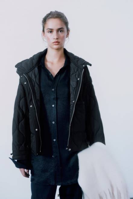 Zara vêtements P66V39 femmes doudoune déperlante noir
