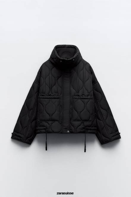 Zara vêtements P66V39 femmes doudoune déperlante noir