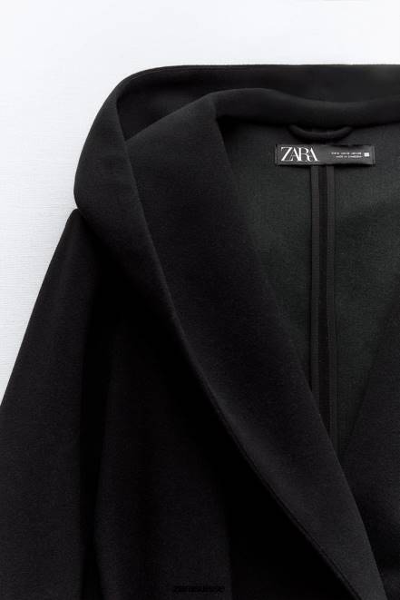 Zara vêtements P66V3 femmes manteau à capuche doux noir