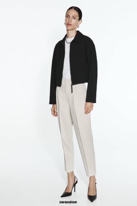 Zara vêtements P66V44 femmes blouson aviateur style chemise noir