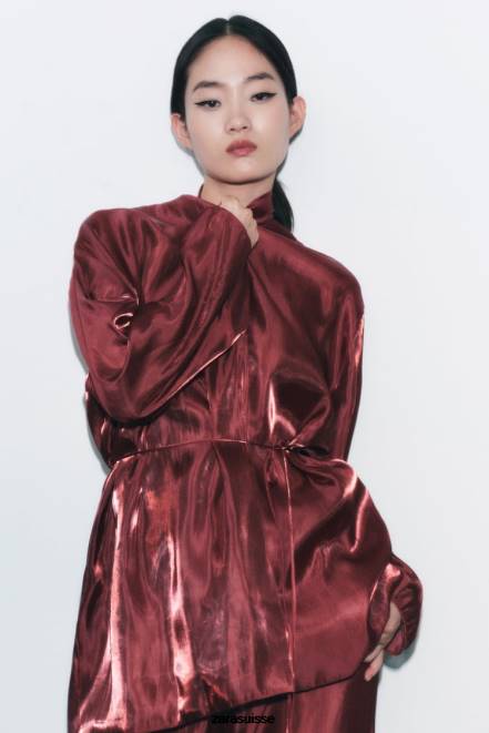 Zara vêtements P66V52 femmes envelopper le kimono brique