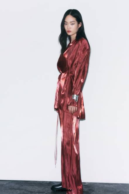 Zara vêtements P66V52 femmes envelopper le kimono brique