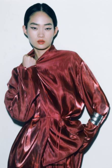 Zara vêtements P66V52 femmes envelopper le kimono brique