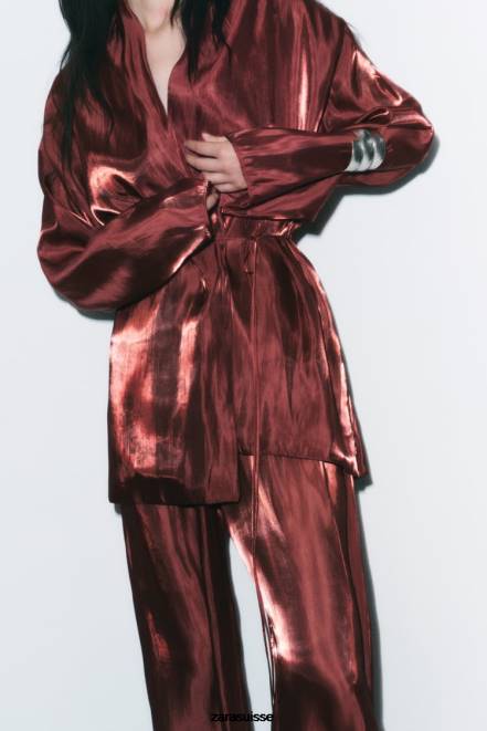 Zara vêtements P66V52 femmes envelopper le kimono brique