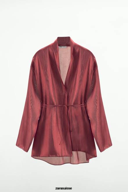 Zara vêtements P66V52 femmes envelopper le kimono brique