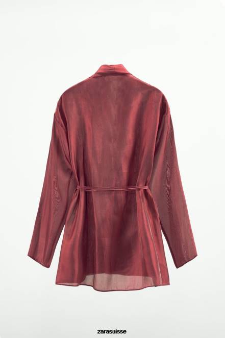 Zara vêtements P66V52 femmes envelopper le kimono brique