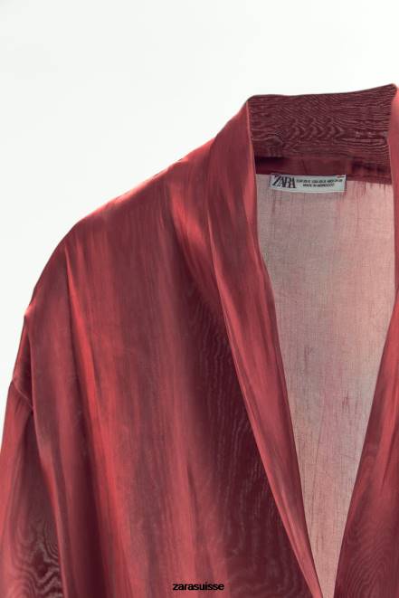 Zara vêtements P66V52 femmes envelopper le kimono brique