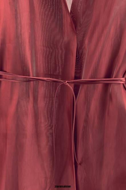 Zara vêtements P66V52 femmes envelopper le kimono brique