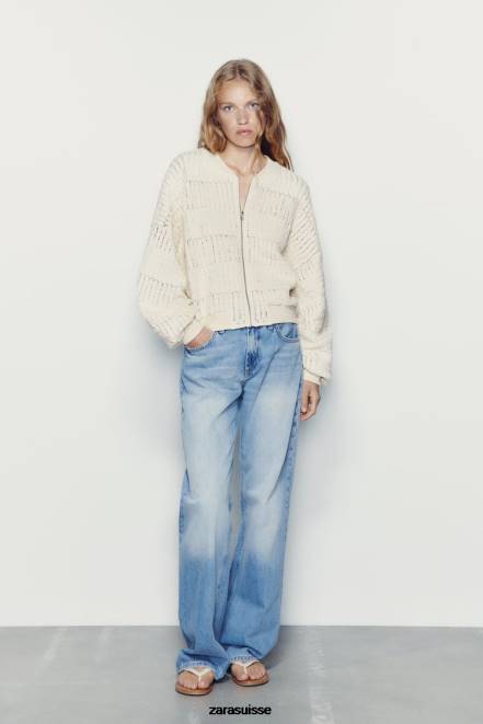 Zara vêtements P66V57 femmes bombardier rustique écru