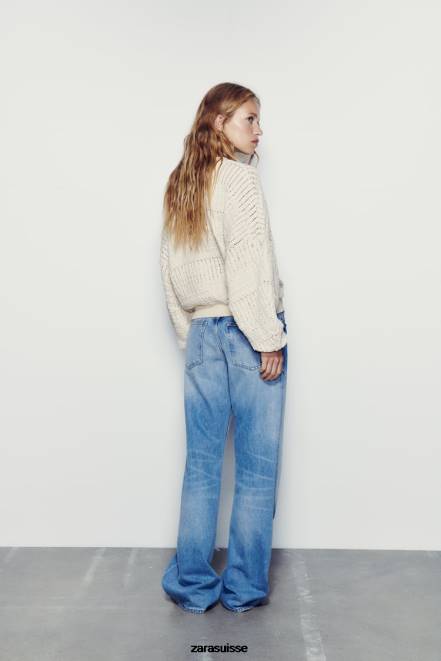 Zara vêtements P66V57 femmes bombardier rustique écru