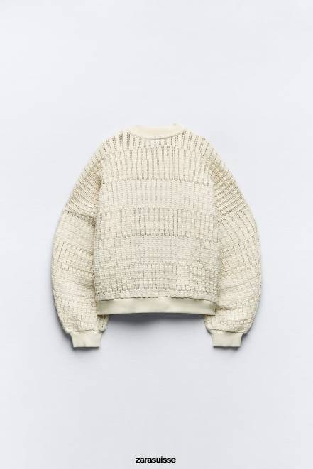 Zara vêtements P66V57 femmes bombardier rustique écru