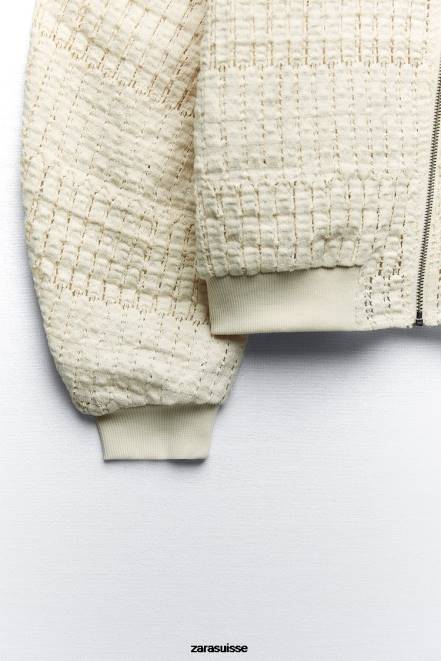 Zara vêtements P66V57 femmes bombardier rustique écru