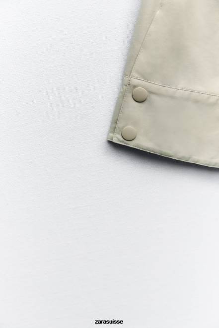 Zara vêtements P66V5 femmes parka courte à capuche écru