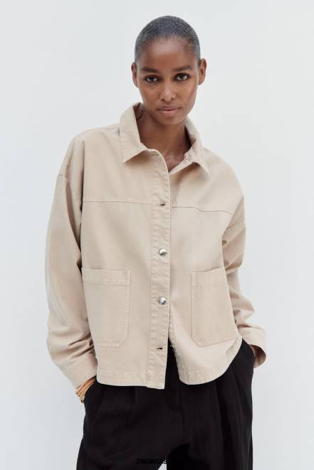 Zara vêtements P66V67 femmes veste à poches plaquées sable
