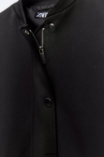 Zara vêtements P66V68 femmes veste bomber à rabat noir