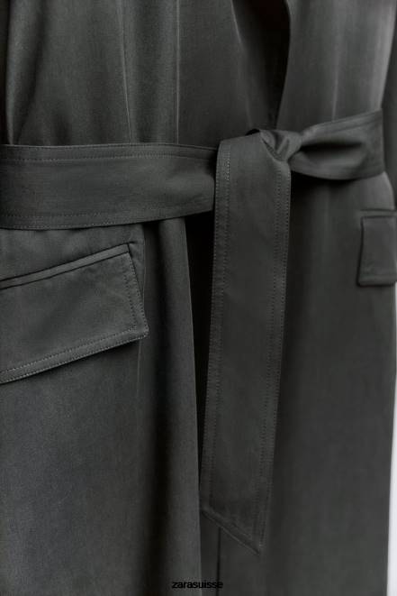 Zara vêtements P66V74 femmes trench long fluide gris
