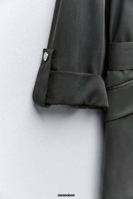 Zara vêtements P66V74 femmes trench long fluide gris