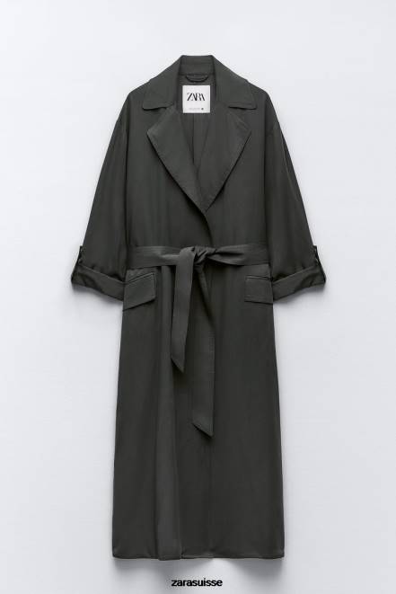 Zara vêtements P66V74 femmes trench long fluide gris