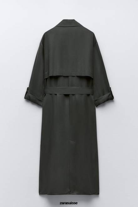 Zara vêtements P66V74 femmes trench long fluide gris