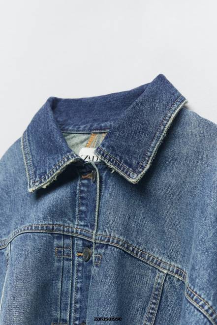 Zara vêtements P66V76 femmes cape en jean asymétrique zw bleu moyen