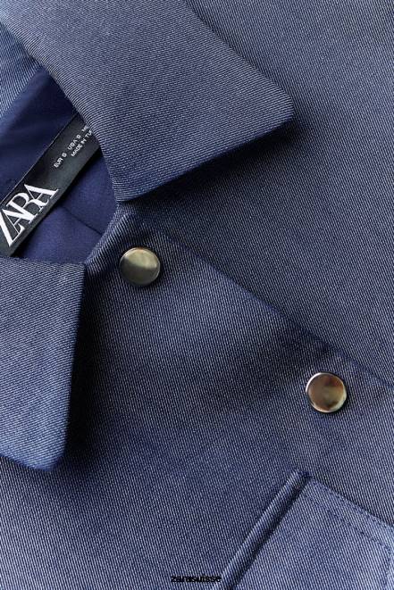 Zara vêtements P66V7 femmes veste courte à épaulettes indigo