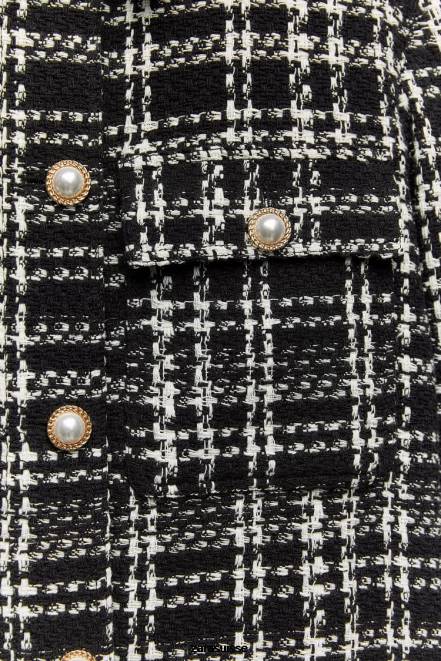 Zara vêtements P66V8 femmes surchemise texturée à carreaux noir/écru
