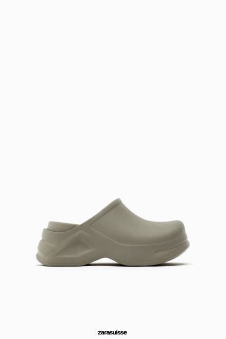 Zara chaussure P66V728 femmes sabots caoutchoutés vert kaki