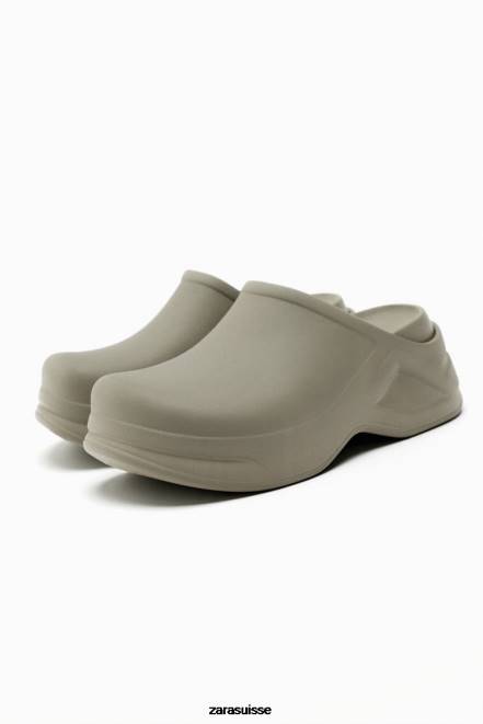 Zara chaussure P66V728 femmes sabots caoutchoutés vert kaki