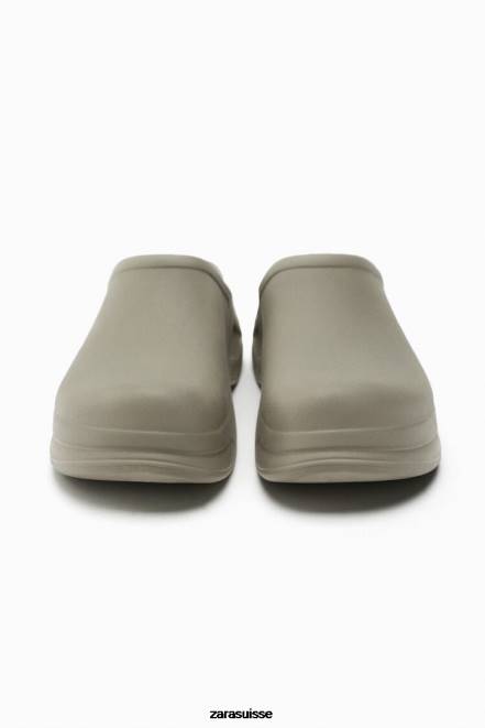 Zara chaussure P66V728 femmes sabots caoutchoutés vert kaki