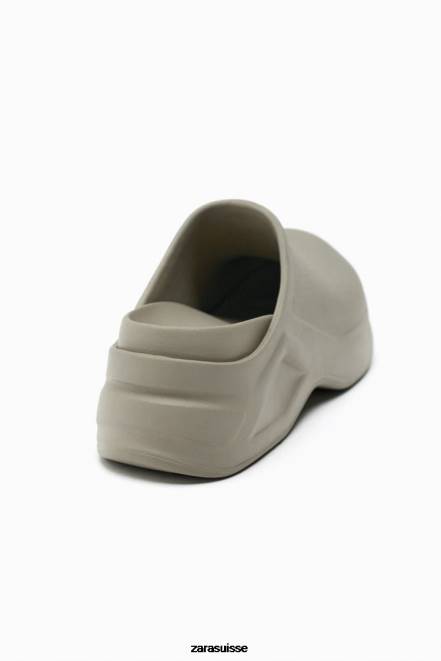 Zara chaussure P66V728 femmes sabots caoutchoutés vert kaki