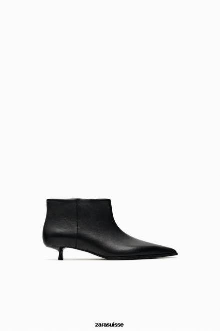 Zara chaussure P66V729 femmes bottines en cuir à petit talon noir