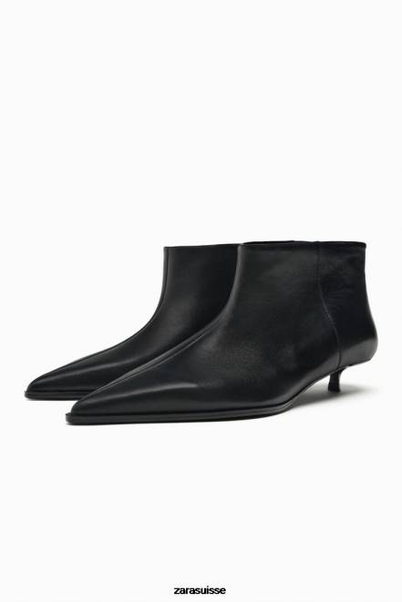 Zara chaussure P66V729 femmes bottines en cuir à petit talon noir