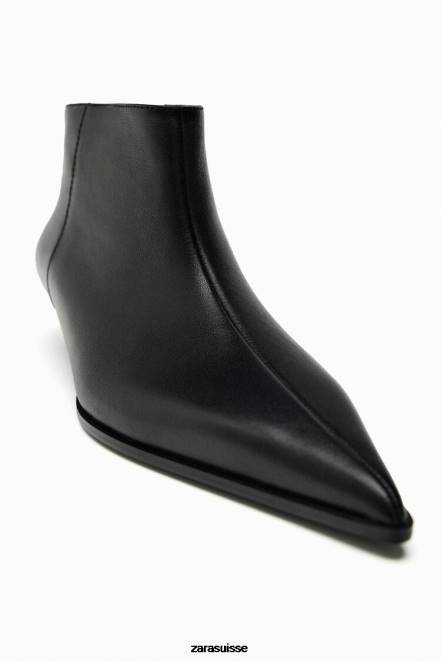 Zara chaussure P66V729 femmes bottines en cuir à petit talon noir