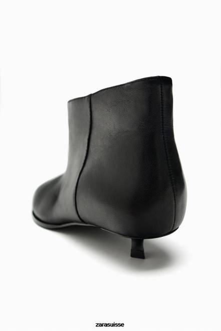 Zara chaussure P66V729 femmes bottines en cuir à petit talon noir