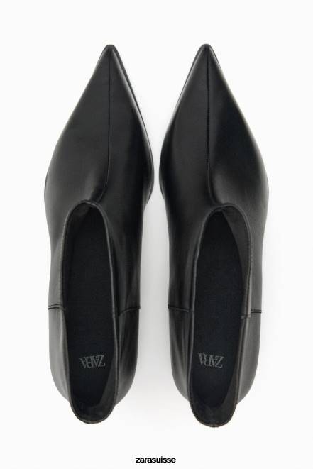 Zara chaussure P66V729 femmes bottines en cuir à petit talon noir