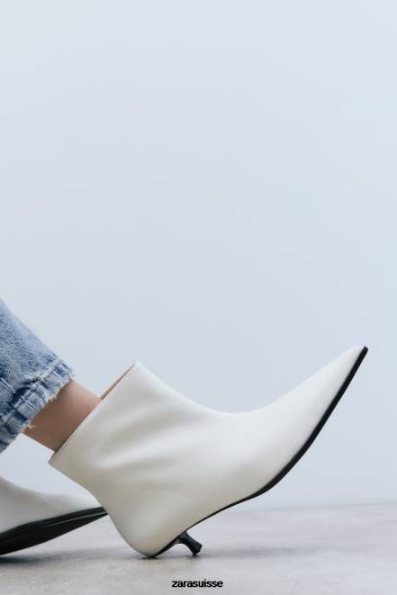 Zara chaussure P66V730 femmes bottines à petit talon blanc