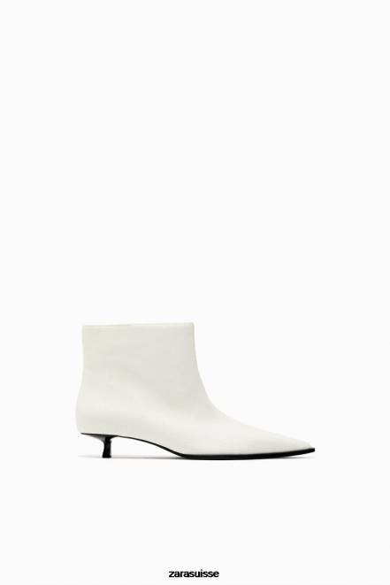 Zara chaussure P66V730 femmes bottines à petit talon blanc
